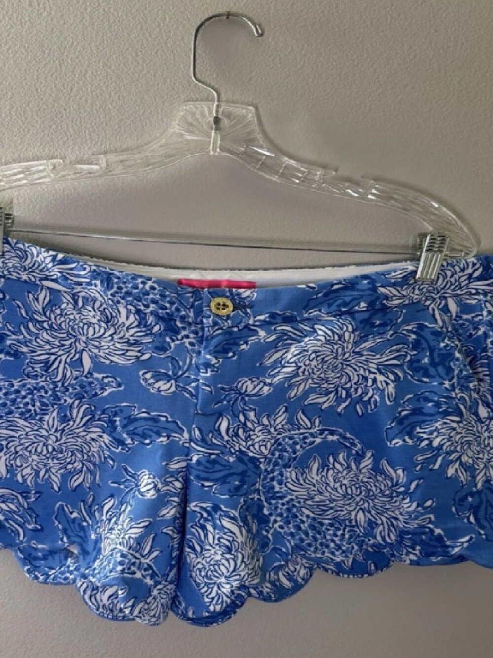 Lilly Pulitzer Buttercup Shorts 12 Croc & Lock It Blue Scallop Hem Summer Resort